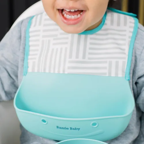 Vista 4 de Bazzle Baby Foodie Feeding Set for babies - roll up bib suction plate, bowll