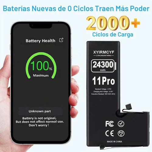 Vista 3 de XYIRMCYF Batería de gran capacidad de 24300 mAh compatible con iPhone 11 Pro, batería de repuesto de polímero de litio de 0 ciclos para iPhone 11