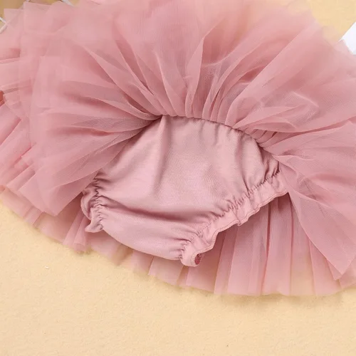 Vista 5 de Conjunto de ropa brillante para recién nacidas para niñas recién nacidas, mameluco de princesa + falda tutú + diadema de flores para sesión de fotos