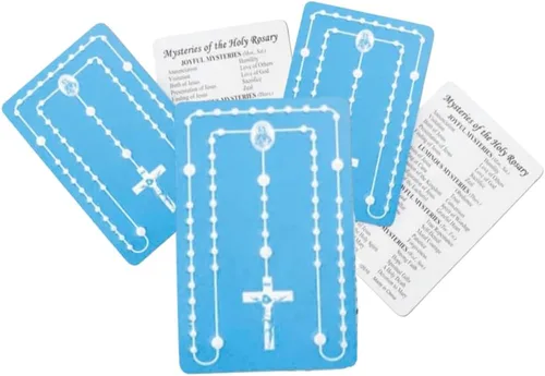 Vista 4 de Westmon Works Mysteries of the Rosary - Paquete de 5 tarjetas de oración a granel laminadas en relieve de bolsillo o cartera católica, paquete