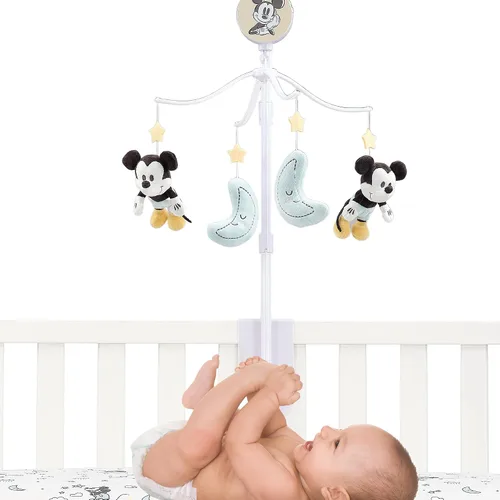 Vista 2 de Lambs & Ivy Disney Baby Moonlight Mickey Mouse Móvil Musical Calmante para Cuna de Bebé Luz de luna Mickey