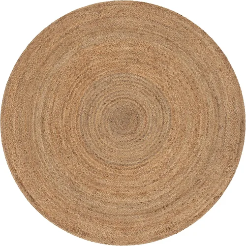 Vista 3 de Well Woven Brienne - Alfombra de yute trenzada a mano, color natural, 4 pies, redonda