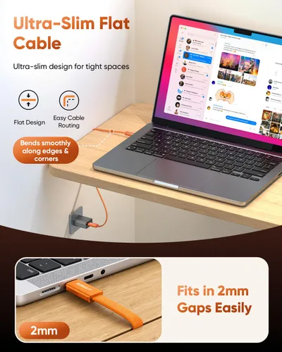 Vista 4 de Cable USB C corto de 1 pie [2 paquetes], cable USB C a C delgado de 60 W