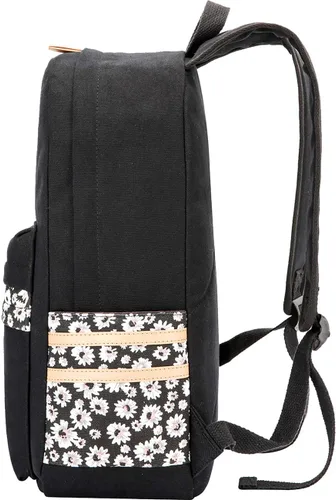 Vista 5 de Mygreen - Mochila de tela ligera estilo casual, mochila de viaje, Negro, Flor Portátil de 15 Pulgadas), A1306BK