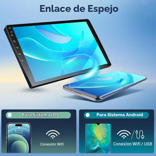 Vista 4 de Radio de coche Android de 10.1 pulgadas con Bluetooth, enlace de espejo, radio Hodozzy de doble DIN con pantalla táctil para automóvil