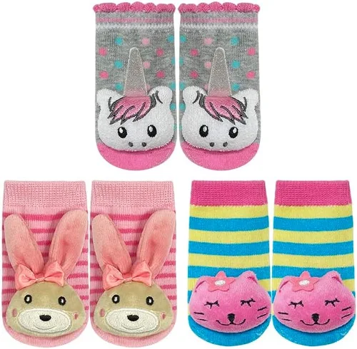 Vista 5 de PUPPET Calcetines sonajeros para bebé, botines de algodón, juego de regalo, Multicolor, 6 meses
