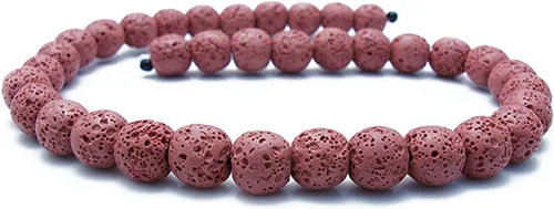 Vista 13 de Cuentas de piedra de lava de colores, cuentas redondas de roca volcánica, cuentas sueltas para collares, pulseras, joyas (marrón, 0.24 pulgadas)