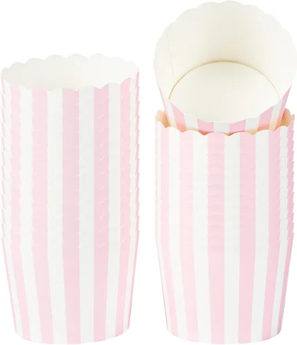 Vista 25 de Restaurantware Paquete de 200 moldes de papel para cupcakes de 3.38 onzas, resistentes a la grasa, festoneados para horno, elegantes tazas