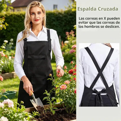 Vista 4 de Nanxson Delantal ajustable para mujer, delantal de trabajo profesional con bolsillos para herramientas CF3010 Women Apron with 4