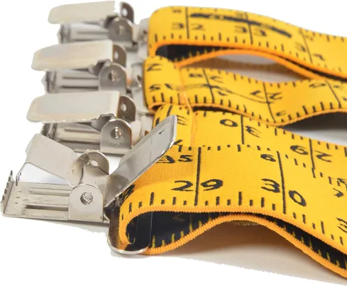 Vista 6 de AISENIN Tape Measure Suspenders for Men 2 Wide X-Back Work Suspenders Elastic Adjustable