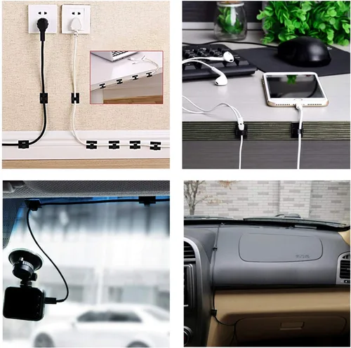 Vista 6 de Clips para Cables Autoadhesivos 3M Organizador de Cables, Sujetador de Alambre Abrazadera de Gestión Adhesiva para Escritorio Coche Cámara de Negro