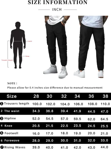Vista 7 de GINGTTO Mens Outdoor Hiking Convertible Pants Slim Fit Stretch Cargo Joggers Lightweight Work Pants for Men