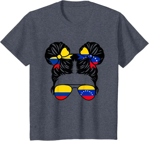 Vista 63 de Camiseta Half Colombian Half Venezolan Girl Colombia Kids Heritage, Gris