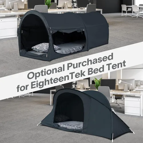 Vista 4 de EighteenTek® Alfombrilla para dormir para camping, almohadilla gruesa de 4 pulgadas, bomba de pie incorporada, almohadilla de dormir autoinflable