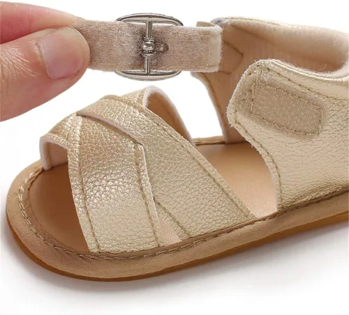 Vista 3 de Timatego Sandalias de verano para bebés y niñas con suela suave de flores, zapatos de vestir para cuna, recién nacidos, para recién nacidos