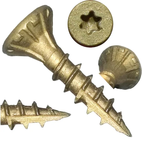 Vista 259 de 8 x 1 revestimiento exterior recubierto de bronce, tornillo de madera multiusos compatible con ACQ, cabeza plana Torx/Star Drive de 1 libra, 288