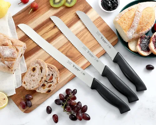 Vista 7 de Cuisine Pro - Cuchillo de pan dentado de 10 pulgadas, acero inoxidable de alta calidad, con borde ondulado, cuchillo de hoja afilada para pan, apto