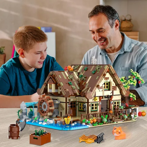 Vista 2 de INSOON Juego de construcción de cabañas de madera con luces para adultos