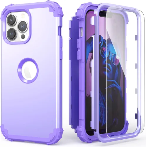 Vista 12 de IDweel Funda para iPhone 13 Pro Max con protector de pantalla (vidrio templado), funda para iPhone 13 Pro Max, protección resistente, híbrida 3