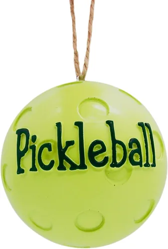 Vista 5 de Adorno de pickleball verde brillante, decoración navideña colgante, decoración única para árbol de Navidad, 2.5 pulgadas