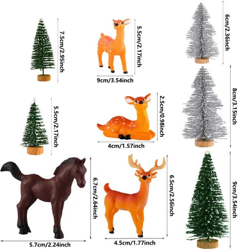 Vista 4 de Skylety Juego de 18 figuras de animales del bosque con árboles, juguetes de animales del bosque para niños, juego de simulación, figuras de vida