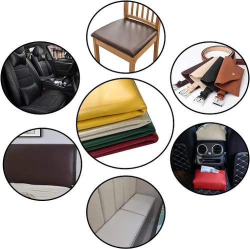 Vista 6 de Tela de piel sintética de 1 yarda, 54 x 36 pulgadas, material suave de color sólido, 0.035 in de grosor, perfecto para fundas de tapicería, bolsos