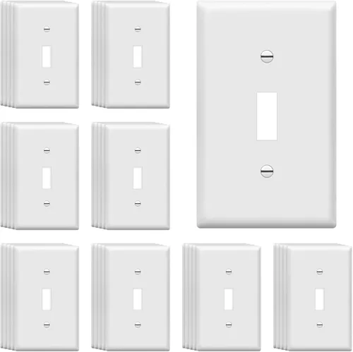 Vista 21 de ENERLITES - Placa de pared con interruptor de palanca sin tornillos, cubierta de interruptor de luz segura para niños, tamaño estándar de 1 gancho