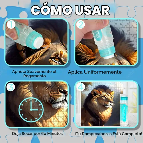 Vista 4 de Darice Pegamento transparente para rompecabezas, cabezal aplicador fácil de poner, paquete de 2 adhesivos no tóxicos para rompecabezas