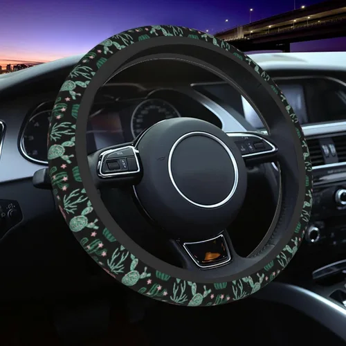 Vista 29 de Funda para Volante de Azulejos Mexicanos Coloridos Accesorios de Automóvil Lindos para Mujeres Niñas Femenino Universal 15 Pulgadas Neopreno