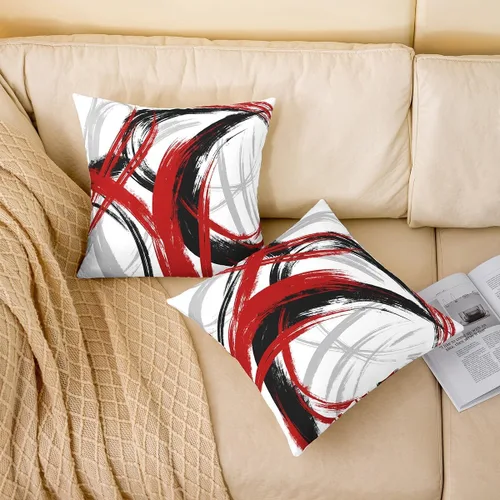 Vista 58 de Juego de 2 fundas de almohada abstractas de 16 x 16 pulgadas para niños, niñas, adolescentes, decoración de dormitorio, moderna a rayas, decoración