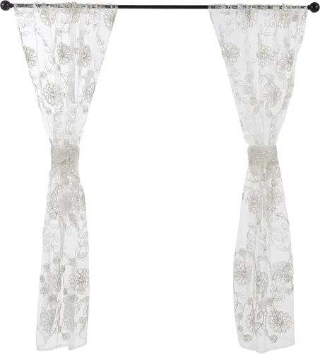 Vista 2 de Popular Bath Rose Vine, cortina para ventana, gris pardo-beige 54.00" x 36.00