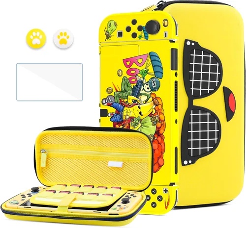 Vista 10 de HYPERCASE 8 in 1 Cute Anime Switch OLED Accessories Bundle, with Pink Switch OLED Carrying Travel Case, Hard PC Protective Cover Skin, HD Screen