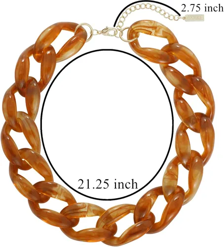 Vista 6 de Beryohz Gargantilla gruesa de moda de acrílico con eslabones de cable para mujer