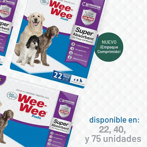 Vista 7 de Four Paws Wee-Wee Tapetes entrenadores superabsorbentes para perros y cachorros, 24 x 24 pulgadas (75 unidades)