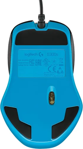 Vista 6 de Logitech G Mouse para juegos con cable 300s, sensor 2,5K, 2,500 DPI, RGB, ligero, 9 controles programables, memoria a bordo, compatible con PCMac