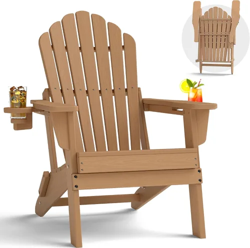 Vista 23 de Plawdlik Silla Adirondack plegable de gran tamaño, silla al aire libre del Aruba Azul 2