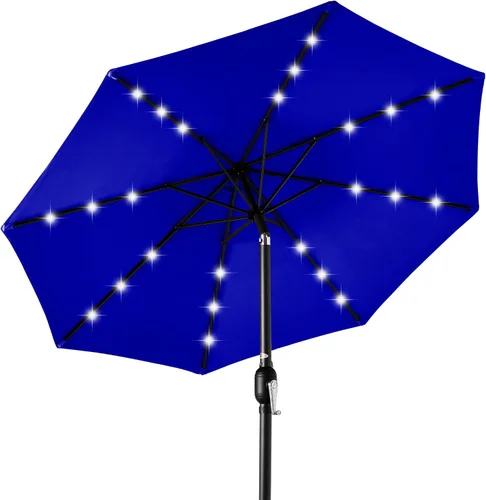 Vista 34 de Best Choice Products Sombrilla de Patio Solar de Poliéster con Luz LED de 10 pies con Ajuste de Inclinación y Tela Resistente a los Rayos UV - Gris