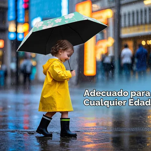 Vista 5 de Yoobure Mini Travel Umbrella with Case, Compact Folding Umbrella Flor de melocotón azul