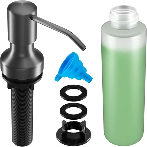 Vista 9 de Dispensador de jabón para fregadero de cocina, dispensador de jabón para fregadero de cocina con botella de 17 oz, recarga desde la parte superior