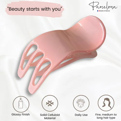 Vista 2 de Parcelona French Simply Bear Paw Medium 3 pulgadas Celuloide antideslizante lateral deslizante en la mandíbula Yoga para cabello fino moda