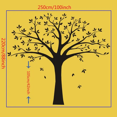 Vista 5 de Vinilo decorativo para pared de árbol de fotos de familia gigante, arte mural, decoración de pared para sala de estar, habitación de bebé (negro)