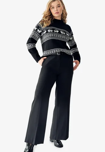 Vista 4 de Ellos Pantalones de pierna ancha tejidos de talla grande para mujer