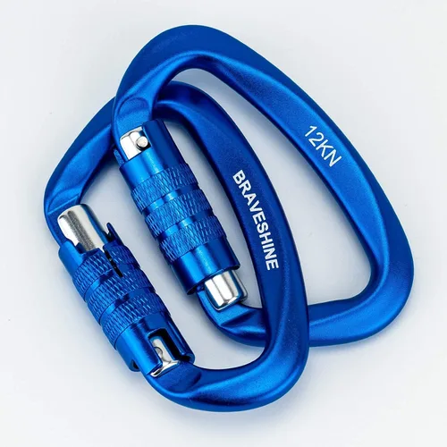 Vista 9 de Clips de mosquetón resistentes 12KN Aluminio D Ring Double Lock Caribeaner Hooks