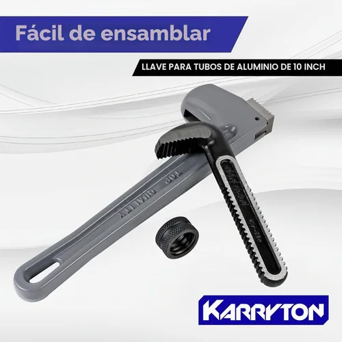 Vista 7 de Llave de tubo de aluminio de 10 pulgadas, 1-5/8"/41mm de abertura de mordaza Cr-Mo ajustable, llaves de fontanería de mango recto resistente