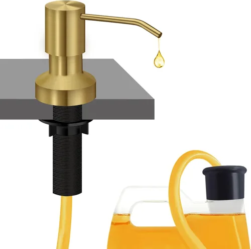 Vista 10 de Dispensador de jabón para fregadero de cocina, dispensador de jabón integrado para fregadero de encimera con kit de tubo de extensión de 47