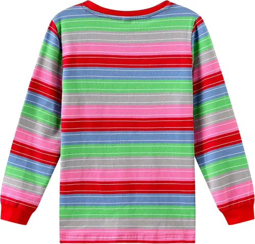 Vista 2 de Tuoweey Halloween Chucky Costume for Kids Top Shirts,Baby Boys Girls Long Sleeve Cotton Rainbow Striped T-Shirts