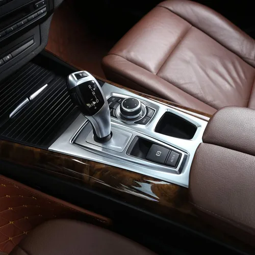 Vista 4 de YIWANG ABS cromo consola central cambio cambio panel cubierta decorativa para BMW X5 X6 E70 E71 2010 2011 2012 2013 mano izquierda coche accesorios