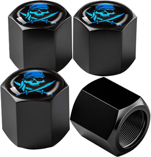 Vista 14 de Ajxn Paquete de 4 tapas de válvula de neumático con calavera para rueda de coche, cubiertas herméticas a prueba de polvo, tapas universales