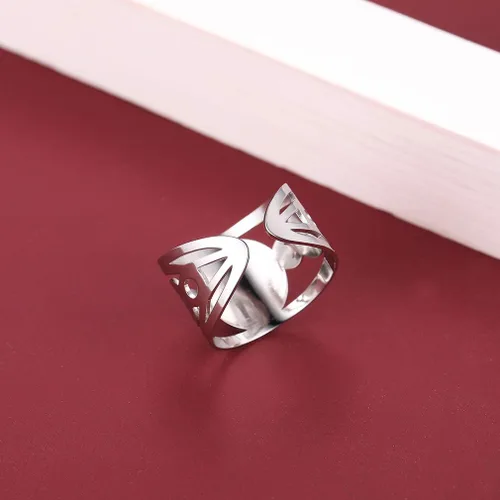 Vista 8 de FaithHeart San CristóforoSan Miguel Virgen MaríaSan Benito Anillo abierto acero inoxidableoro de 18 quilates anillo de sello cristiano para hombres