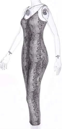 Vista 7 de Primoda - Vestido atractivo color neón, asimétrico y con tirantes delgados para mujer, de cuello en V pronunciado, sin mangas, entallado y largo